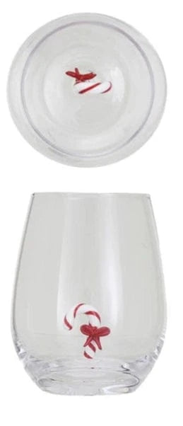 Creative Co-op Stemless Wine Glass 12oz, with Holiday Figure Inside, 8 Styles Available - Little Miss Muffin Children & Home