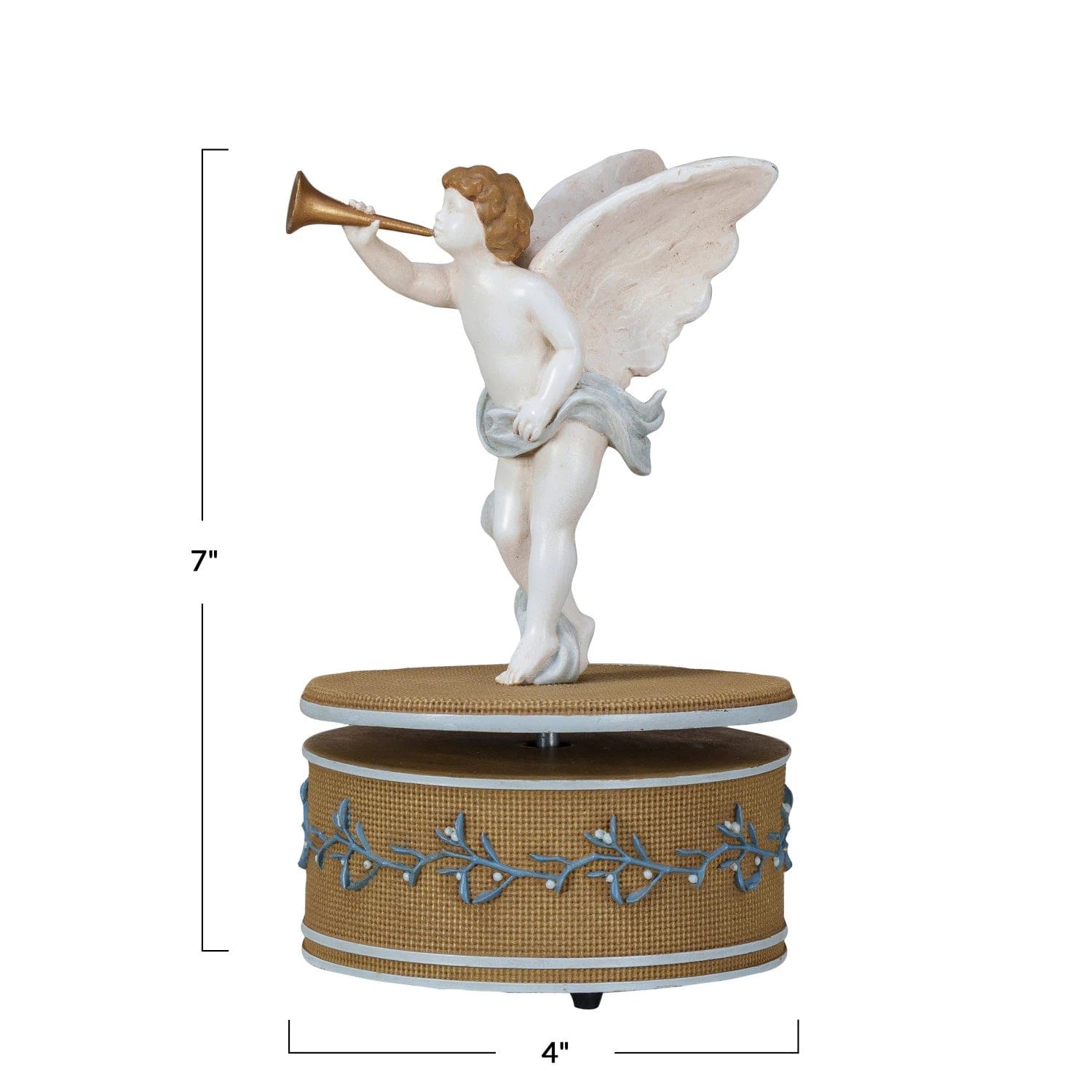 Creative Co-op Creative Co-op Resin Wind-Up Cherub Music Box, Plays "Hark! The Herald Angels Sing" © - Little Miss Muffin Children & Home