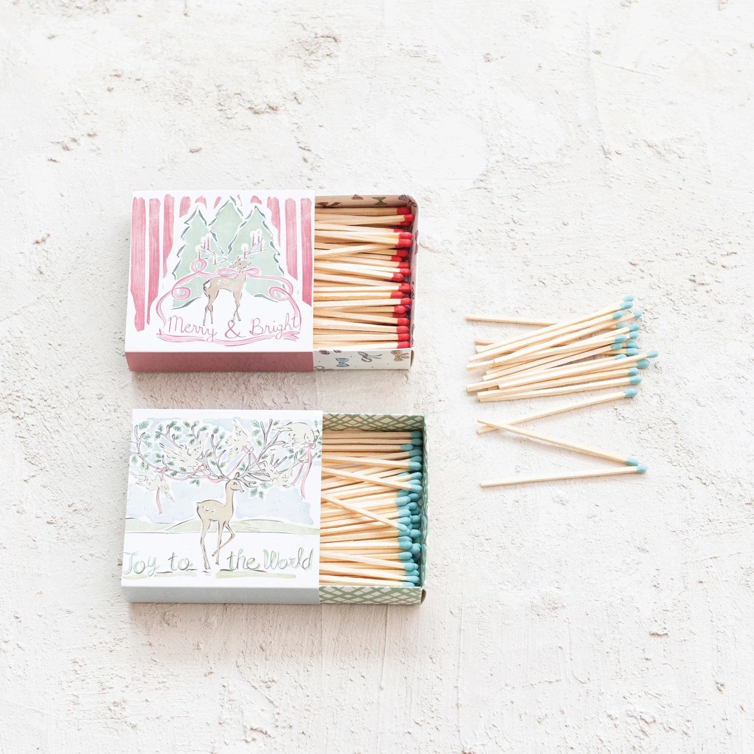 Creative Co-op Creative Co-op Safety Matches in Matchbox with Reindeer & Holiday Saying, 2 Styles - Little Miss Muffin Children & Home
