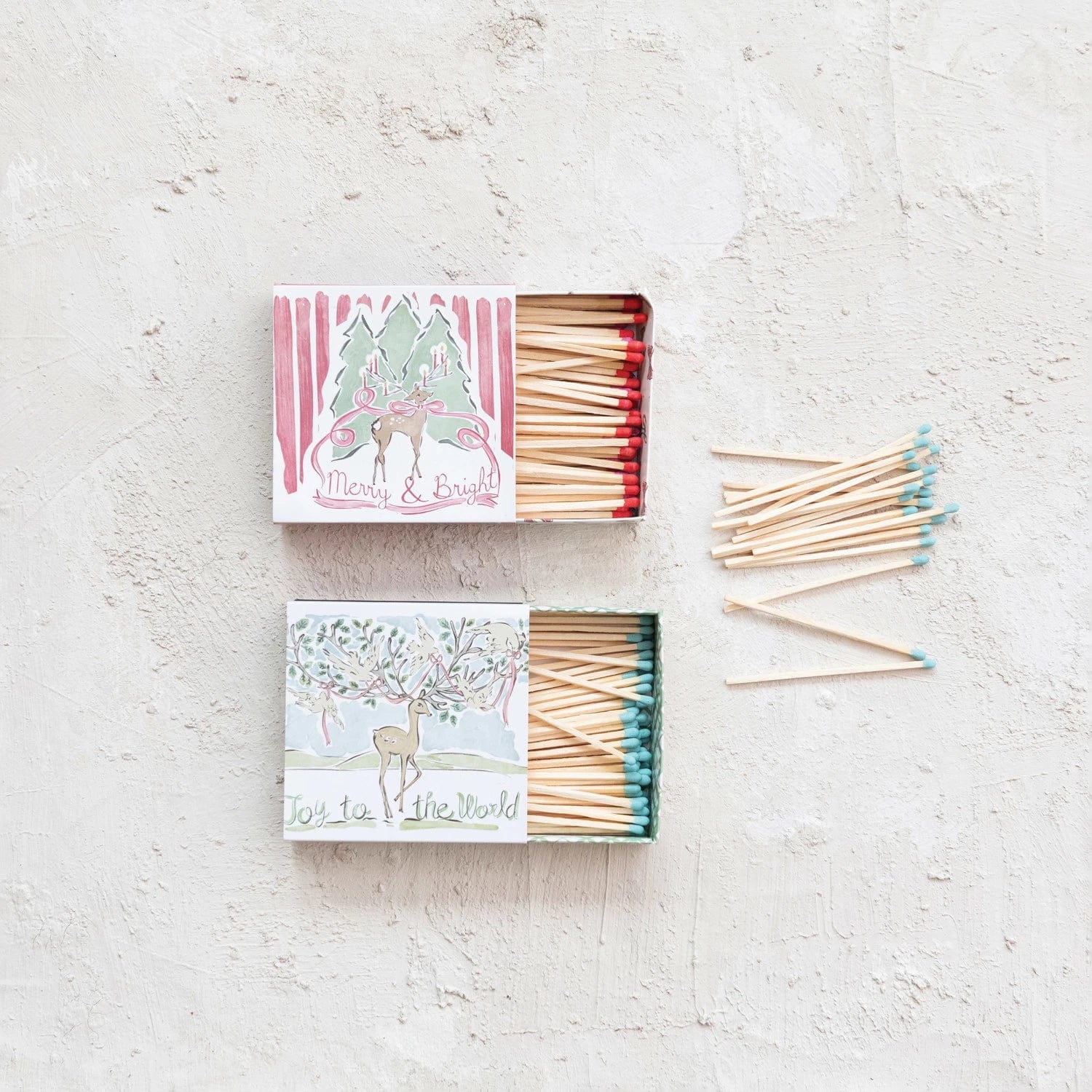 Creative Co-op Creative Co-op Safety Matches in Matchbox with Reindeer & Holiday Saying, 2 Styles - Little Miss Muffin Children & Home