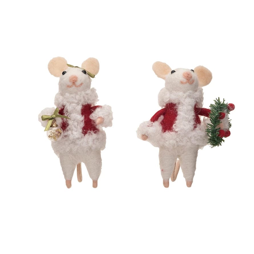 Creative Co-op Creative Co-op Wool Felt Mouse in Santa Outfit, 2 Styles - Little Miss Muffin Children & Home