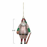 Creative Co-op Creative Co-op 5.75"H Glass Santa in Baseball Outfit Ornament w/ Bat & Glitter, Multi Color - Little Miss Muffin Children & Home