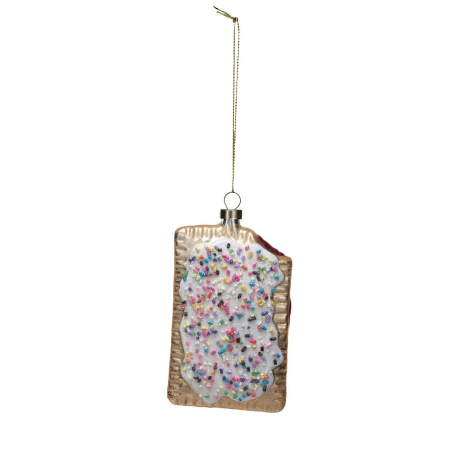 Creative Co-op Creative Co-op Glass Toaster Pastry Ornament with Beads & Glitter - Little Miss Muffin Children & Home