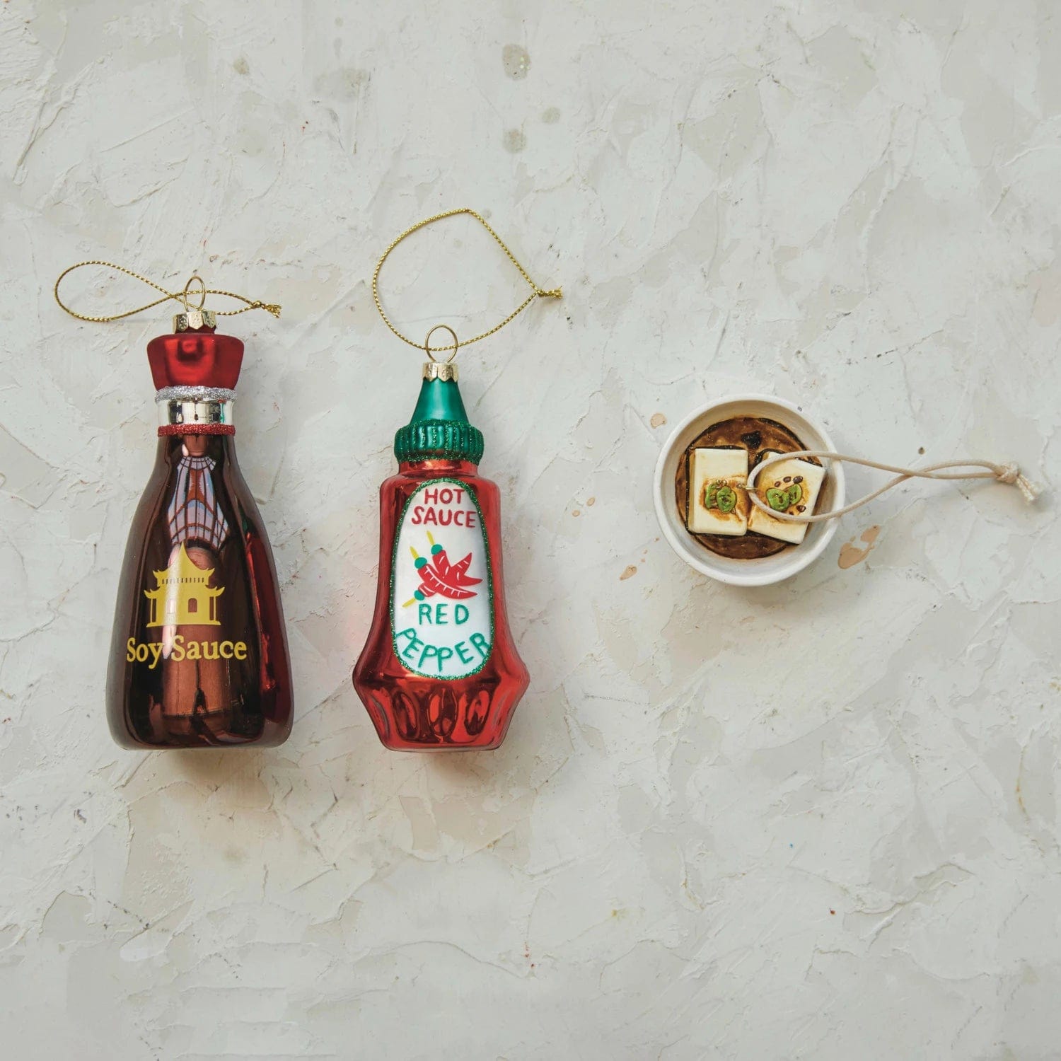 Creative Co-op Creative Co-op Hand-Painted Glass Hot Sauce Bottle Ornament with Glitter - Little Miss Muffin Children & Home