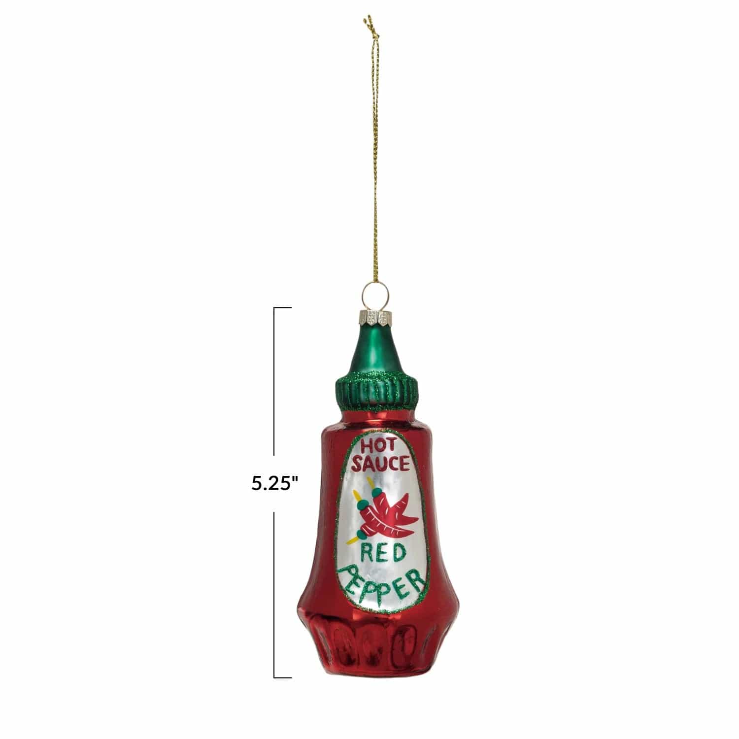 Creative Co-op Creative Co-op Hand-Painted Glass Hot Sauce Bottle Ornament with Glitter - Little Miss Muffin Children & Home