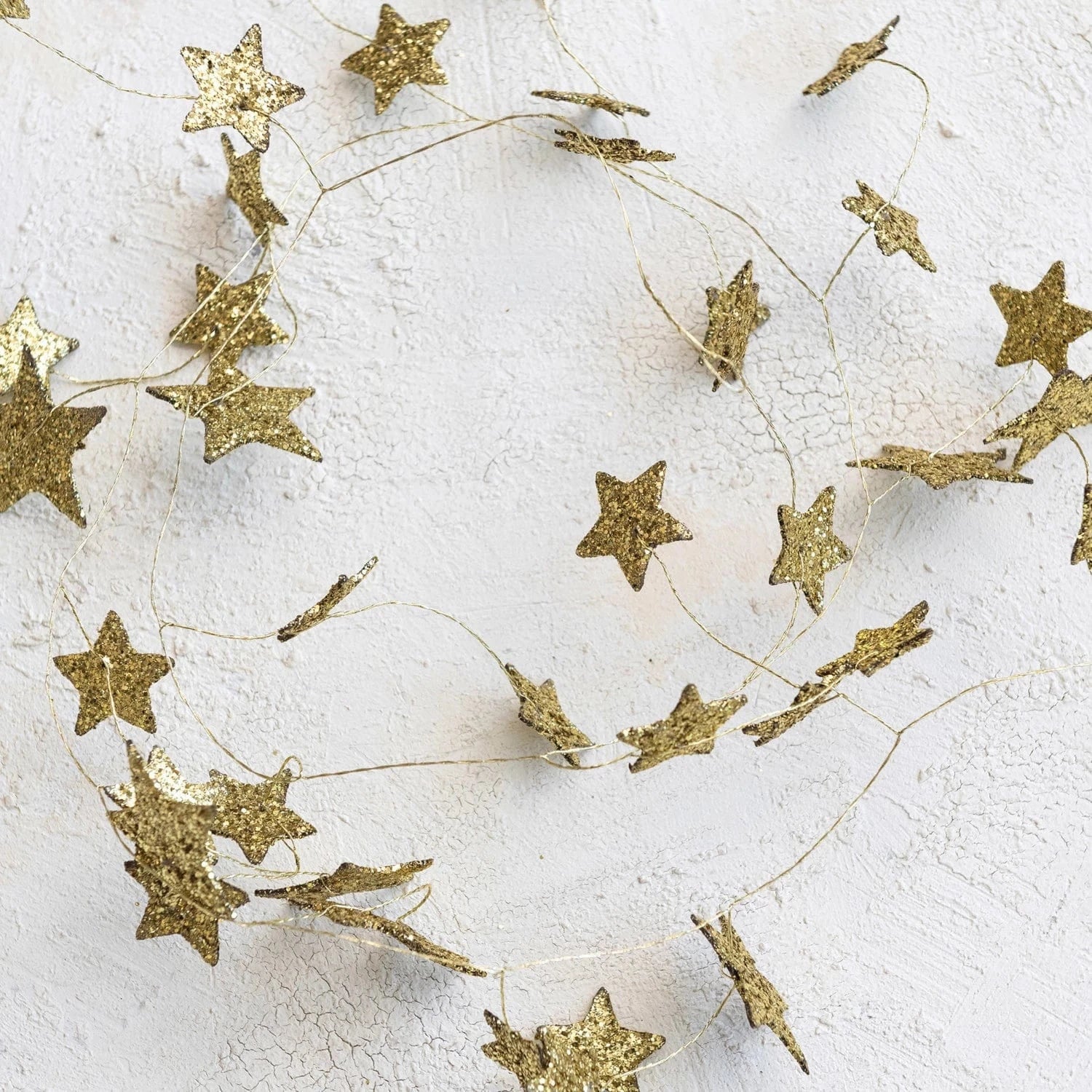 Creative Co-op Gold Glitter Paper Star Garland, 72"L - Little Miss Muffin Children & Home