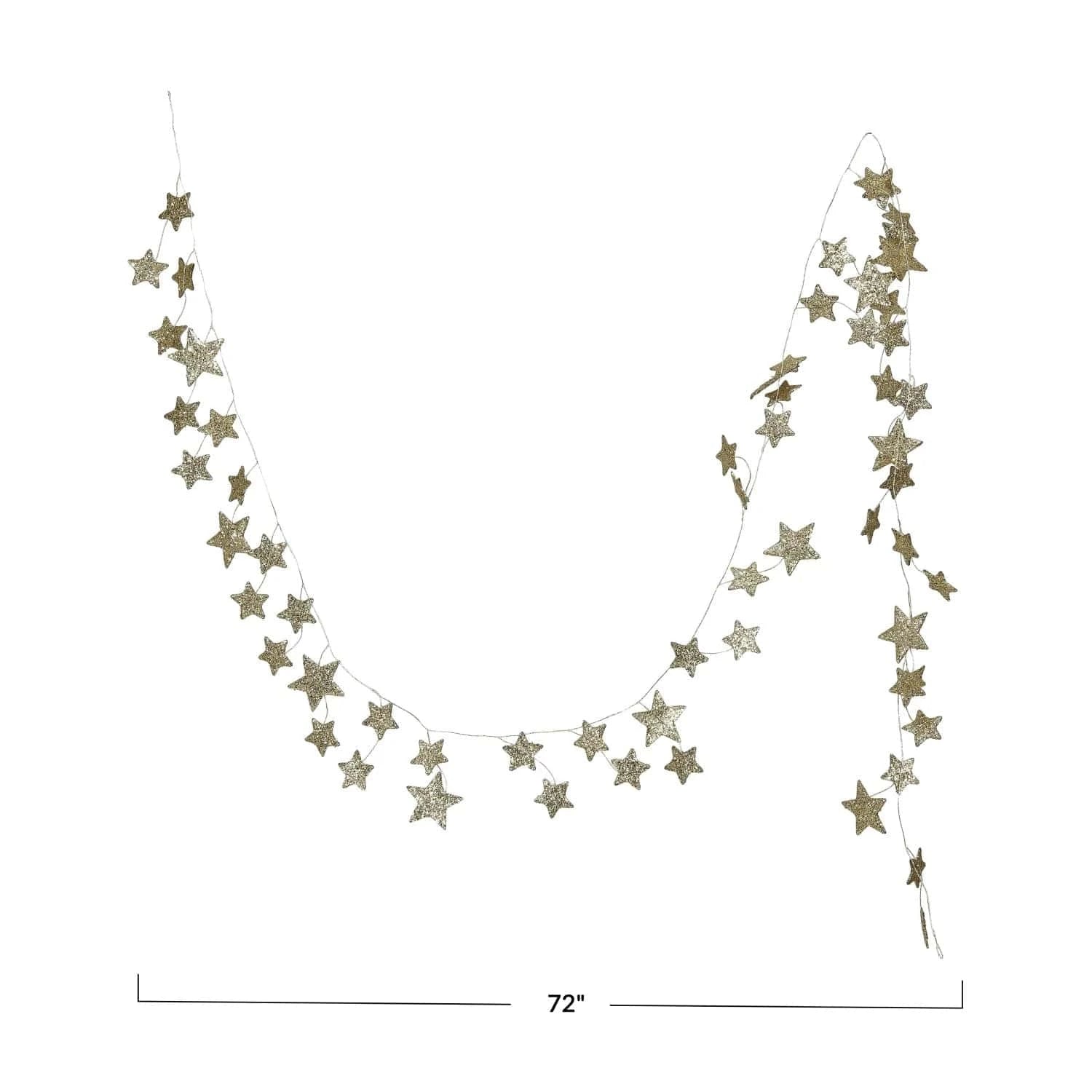 Creative Co-op Gold Glitter Paper Star Garland, 72"L - Little Miss Muffin Children & Home