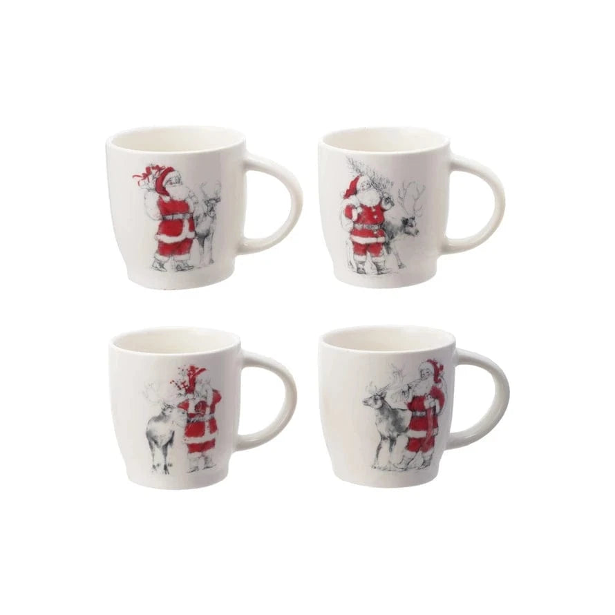 Creative Co-op Stoneware Mug with Santa & Reindeer Image , 4 Styles Available - Little Miss Muffin Children & Home