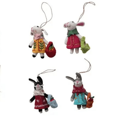 Creative Co-op Handmade Wool Felt Bunny  4" Ornament In Book Shaped Box, 4 Styles - Little Miss Muffin Children & Home