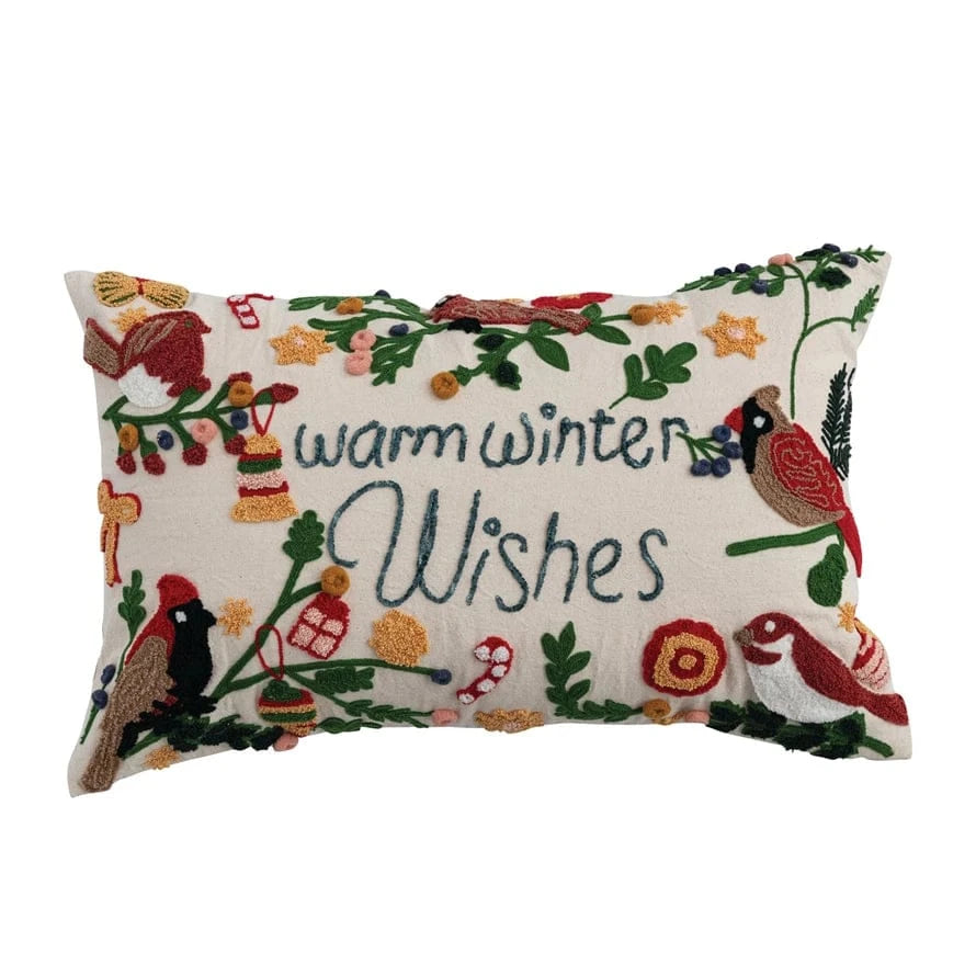 warm winter wishes pillow