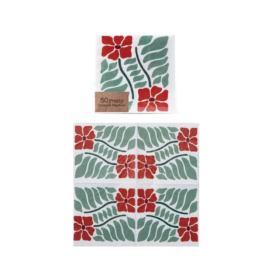 poinsetta cocktail napkins