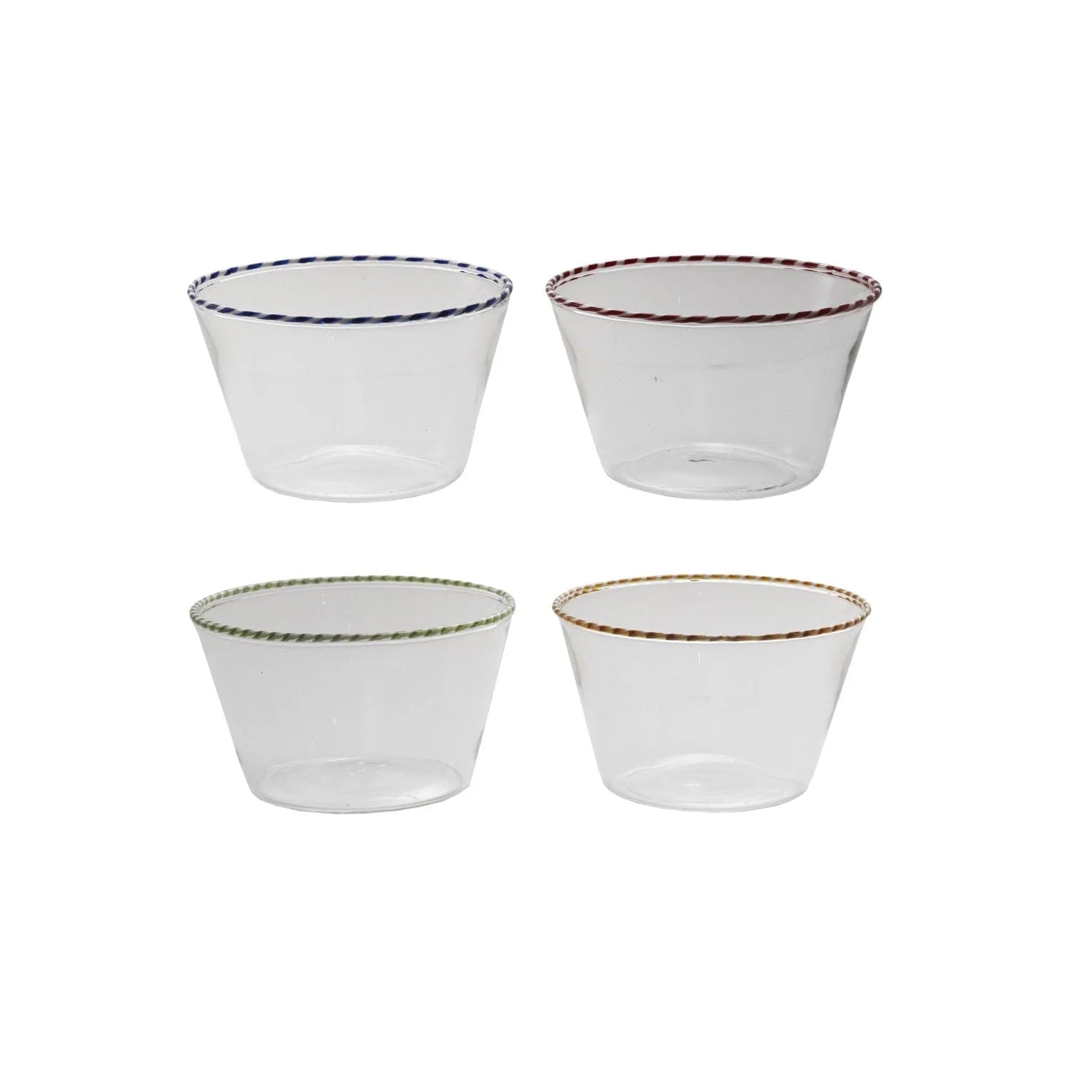 Creative Co-op Glass Bowl with Striped Rim, Available in 4 Colors - Little Miss Muffin Children & Home