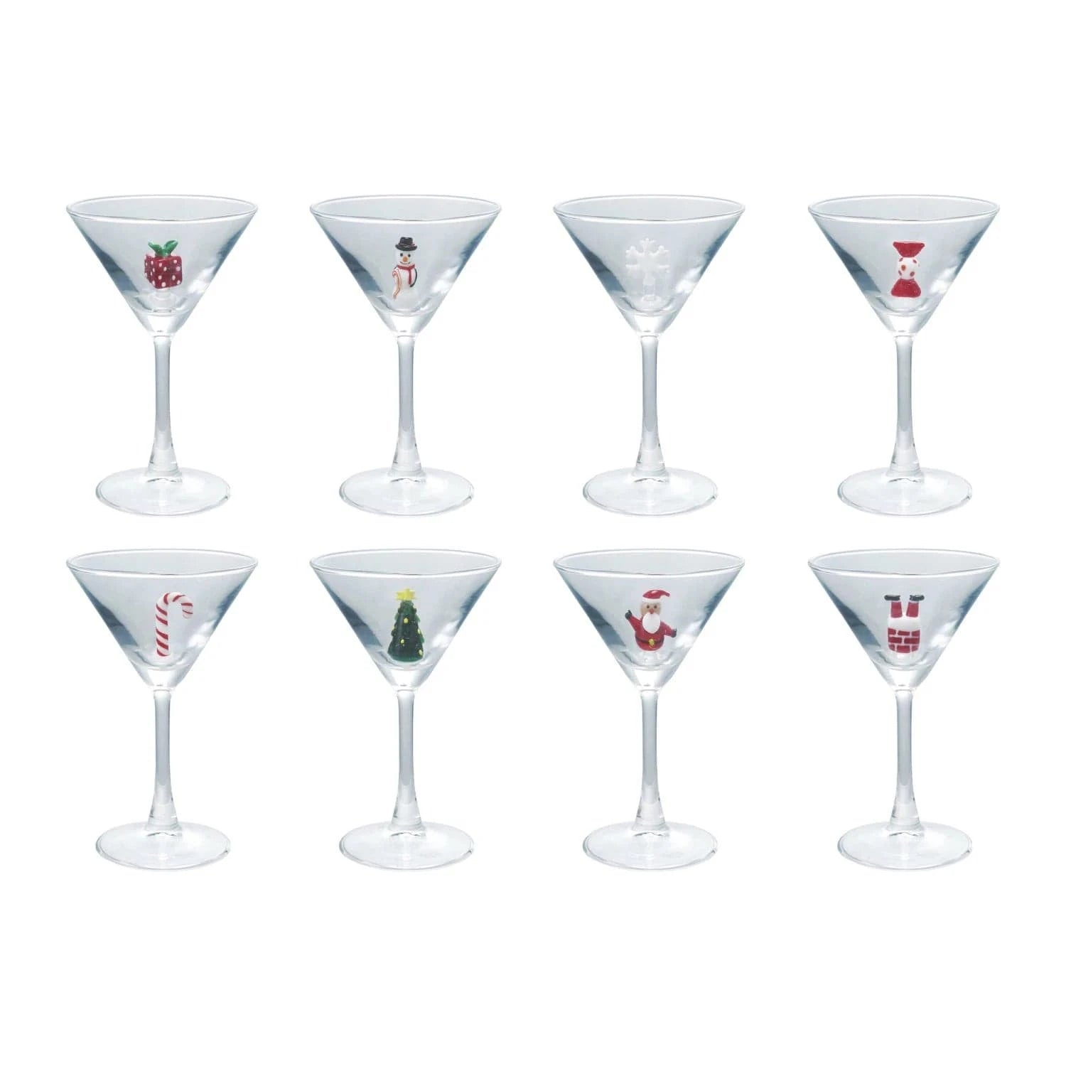 Creative Co-op Martini Glass with Hand-Blown Holiday Figure Inside, 8 Styles Available - Little Miss Muffin Children & Home