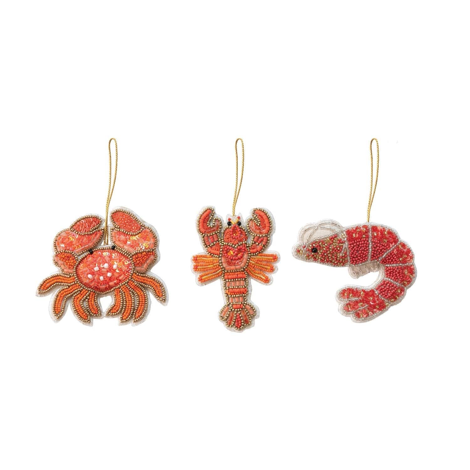 Handmade Beaded Fabric Crustacean Ornament with Sequins, 3 Styles Available