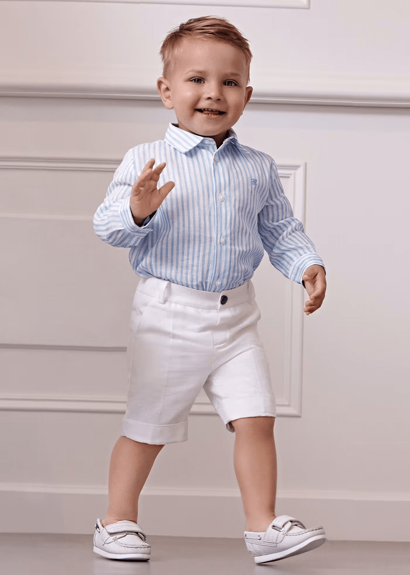 Abel & Lula Abel & Lula Linen Striped Shirt & Bermuda Short Set - Little Miss Muffin Children & Home