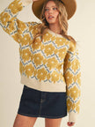 floral yellow chenille sweater