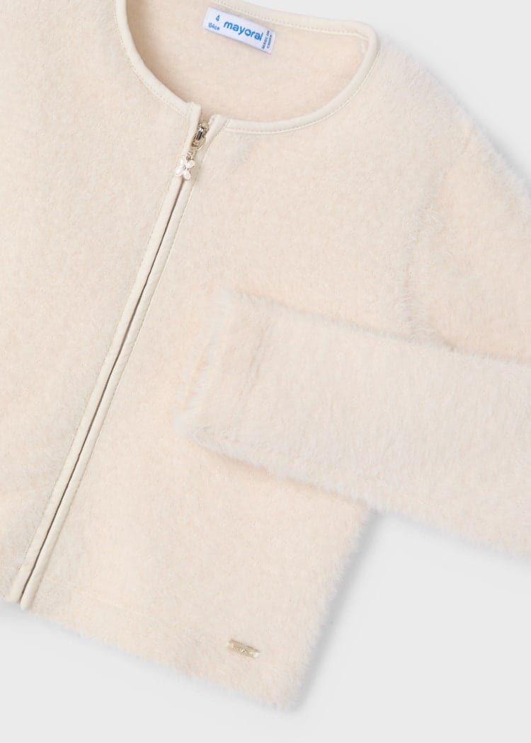 Mayoral Usa Inc Mayoral Zip Up Furry Cardigan in Chickpea - Little Miss Muffin Children & Home