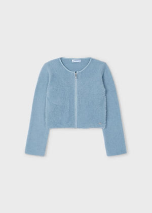 Mayoral Usa Inc Mayoral Zip Up Furry Cardigan in Sky Blue - Little Miss Muffin Children & Home