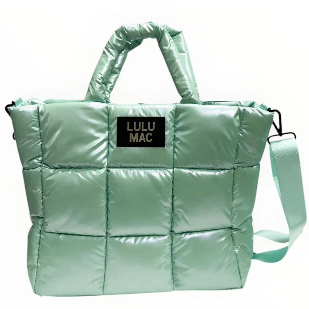 Mint Large Metallic Puffer Handbag - Girlie Girl Originals