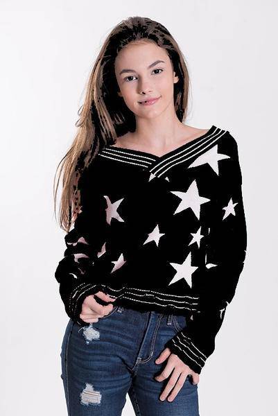 Stoopher & Boots - Stoopher & Boots Distressed Trim Star Sweater - Little Miss Muffin Children & Home