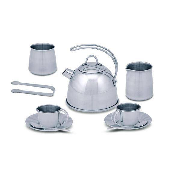 Melissa & Doug - Melissa & Doug Stainless Steel Tea Set and Storage Stand - Little Miss Muffin Children & Home