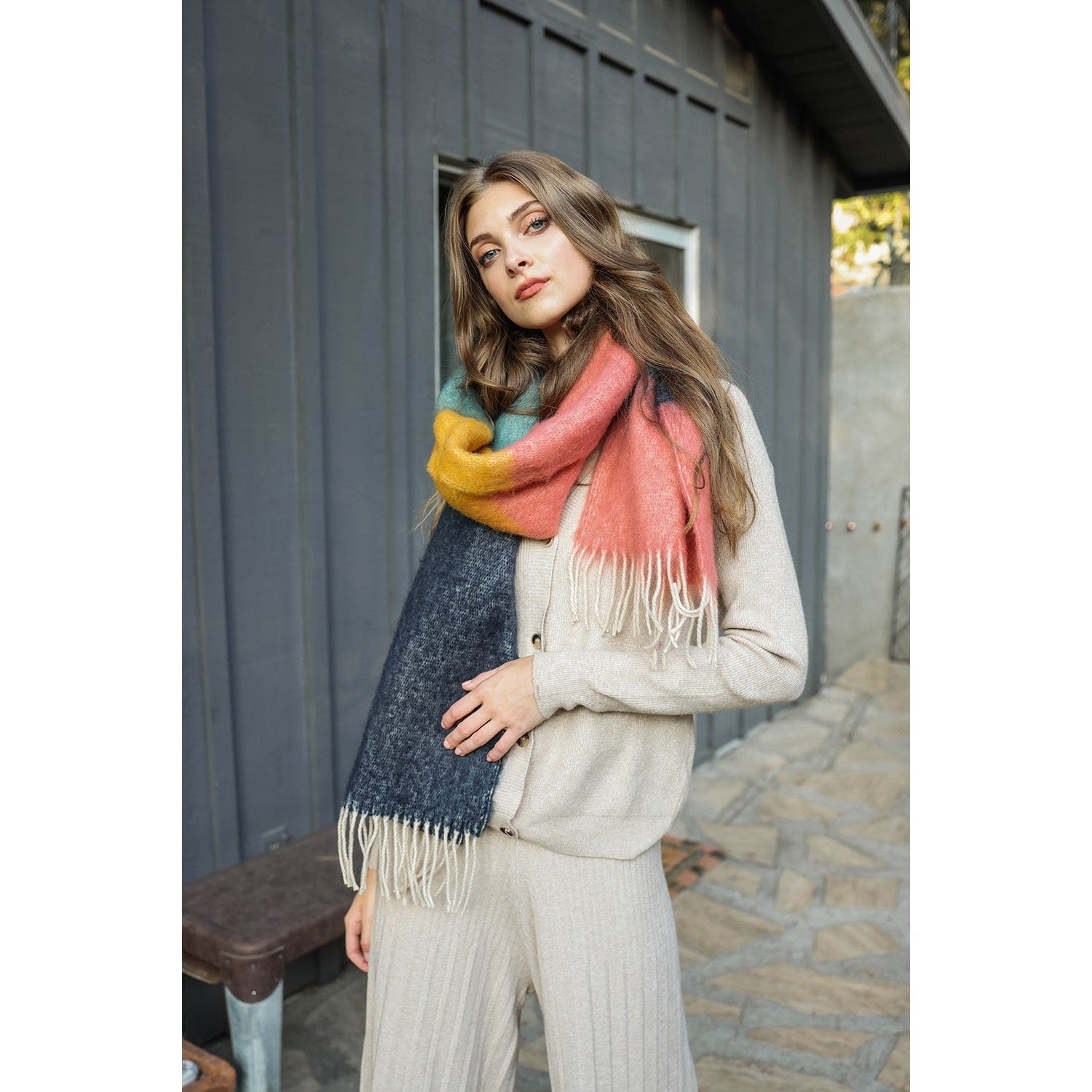 LAC - Leto Accessories Leto Accessories Color Block Mohair Scarf - Little Miss Muffin Children & Home