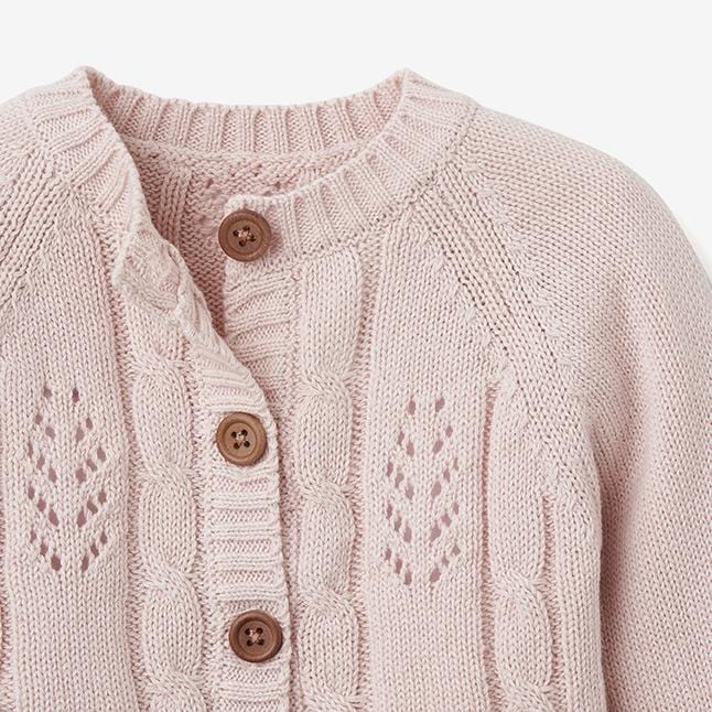 Elegant Baby Elegant Baby Blush Leaf Pointelle Knit Baby Cardigan - Little Miss Muffin Children & Home