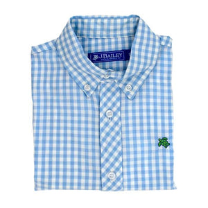 BAILEY BOYS 1019 Roscoe 270 J Button Shirt Blue Chk - Little Miss Muffin Children & Home