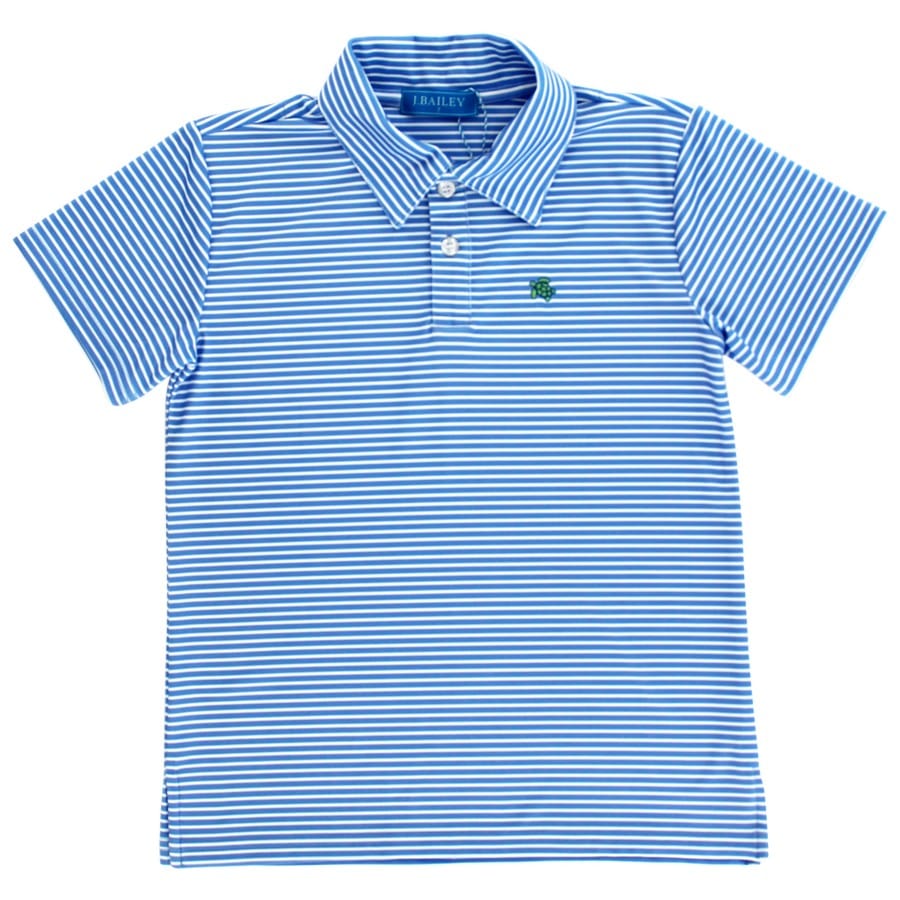 Bailey Boys Bailey Boys Henry Short Sleeve Stripe Performance Polo- Blue/White - Little Miss Muffin Children & Home