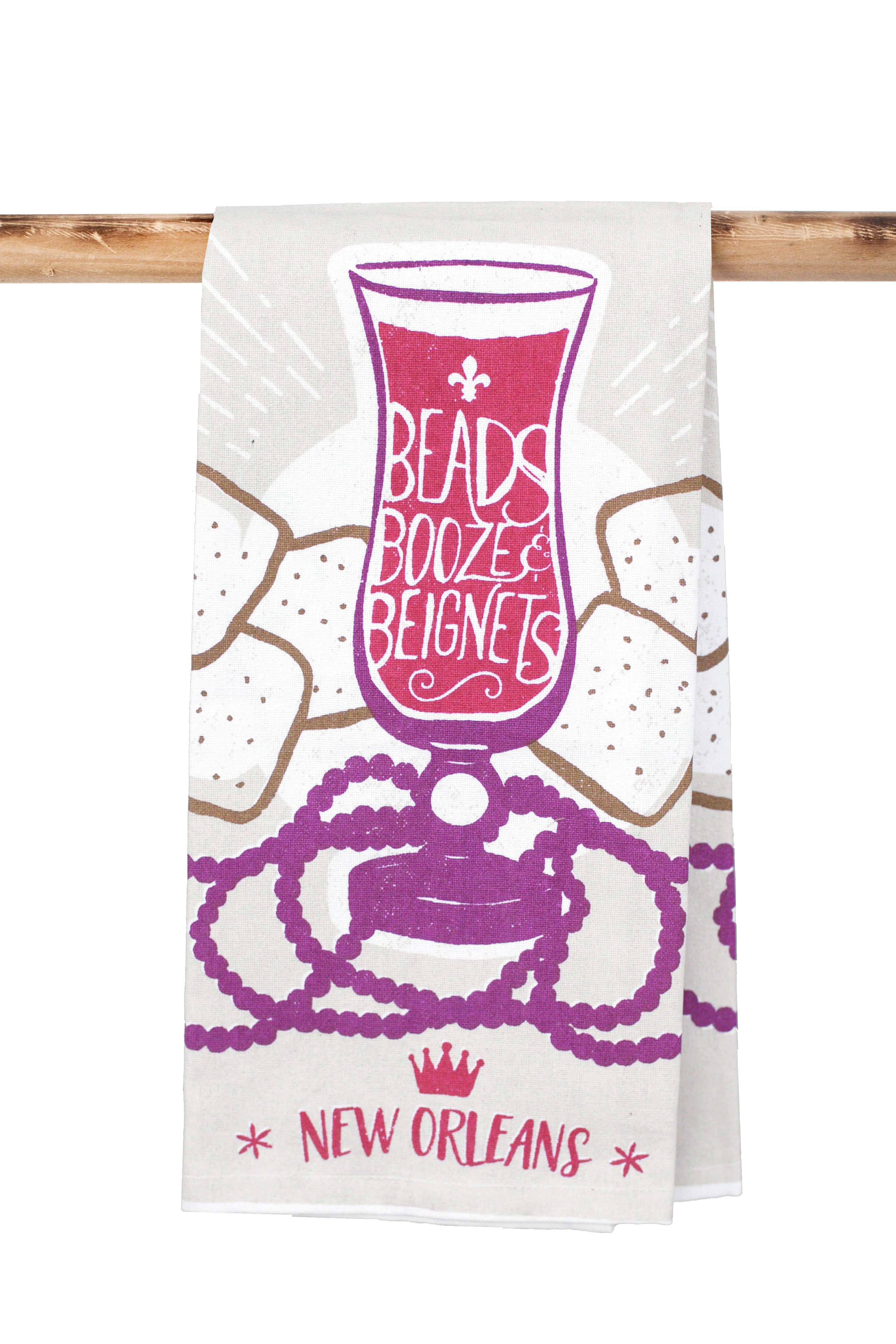 Second Line Ventures The Parish Line Beads Booze and Beignets Kitchen Towel - Little Miss Muffin Children & Home