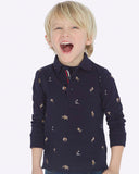 Mayoral Usa Inc Mayoral Navy Long Sleeve Printed Polo - Little Miss Muffin Children & Home