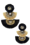 Crystal Breeze Crystal Breeze Black & Gold Crescent Tassel Earrings - Little Miss Muffin Children & Home