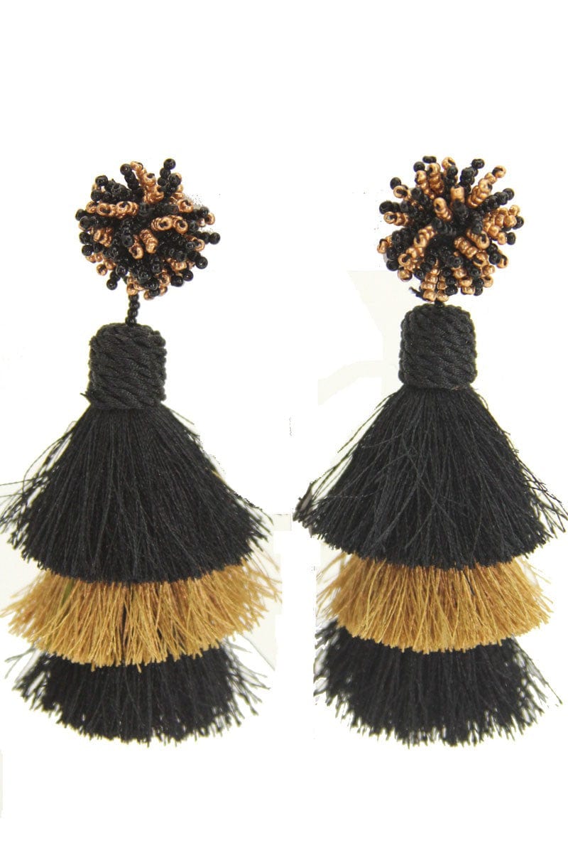 Crystal Breeze Crystal Breeze Black & Gold Tassel Earrings - Little Miss Muffin Children & Home