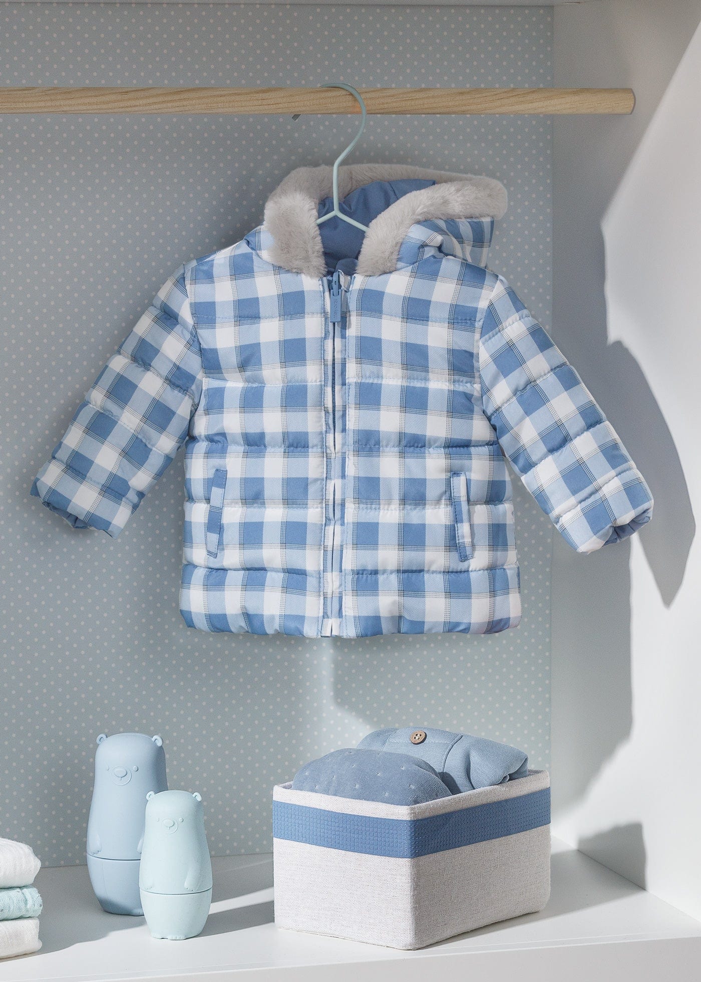 MAY - Mayoral Usa Inc Mayoral Blue Gingham Reversible Coat - Little Miss Muffin Children & Home