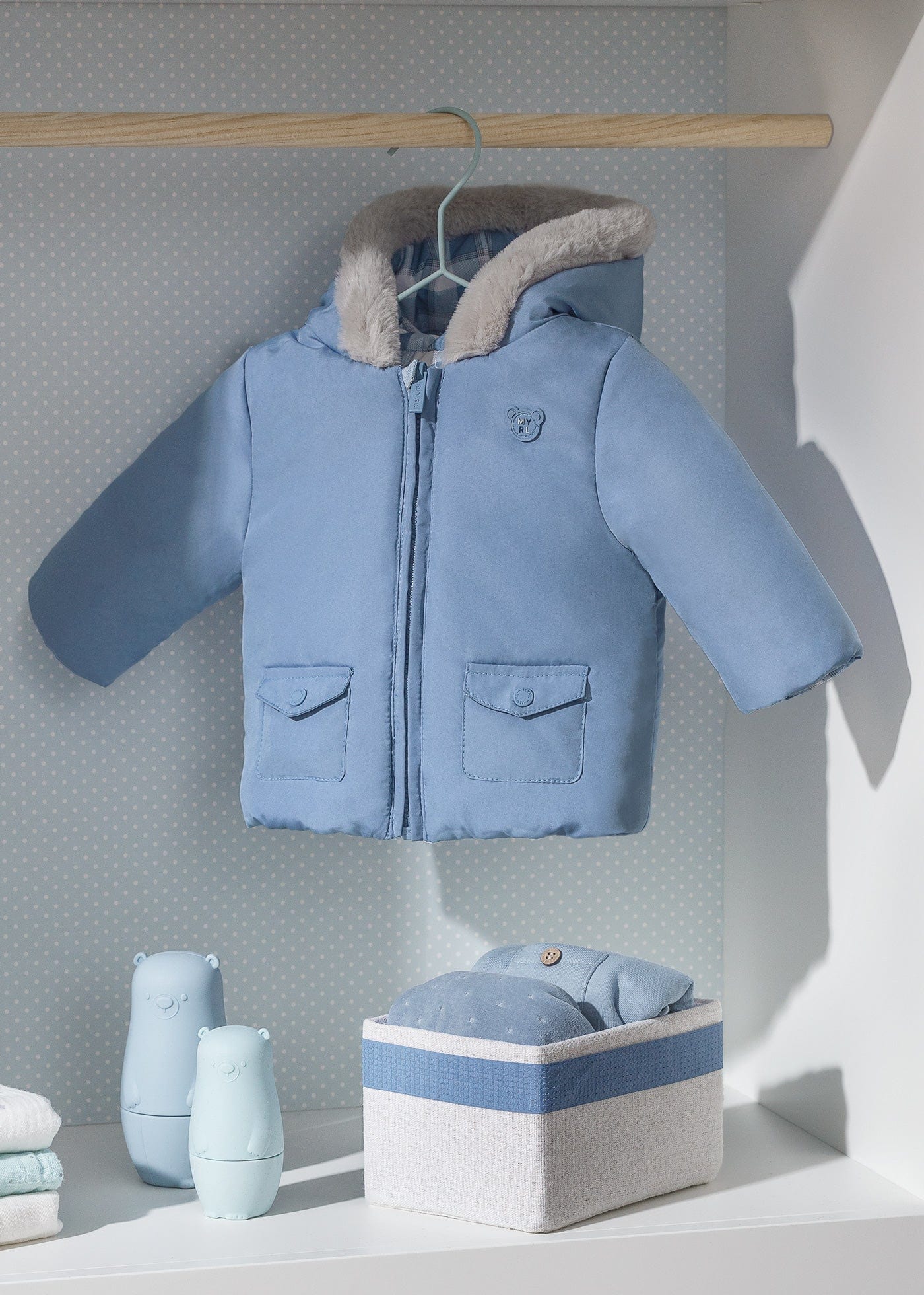 MAY - Mayoral Usa Inc Mayoral Blue Gingham Reversible Coat - Little Miss Muffin Children & Home