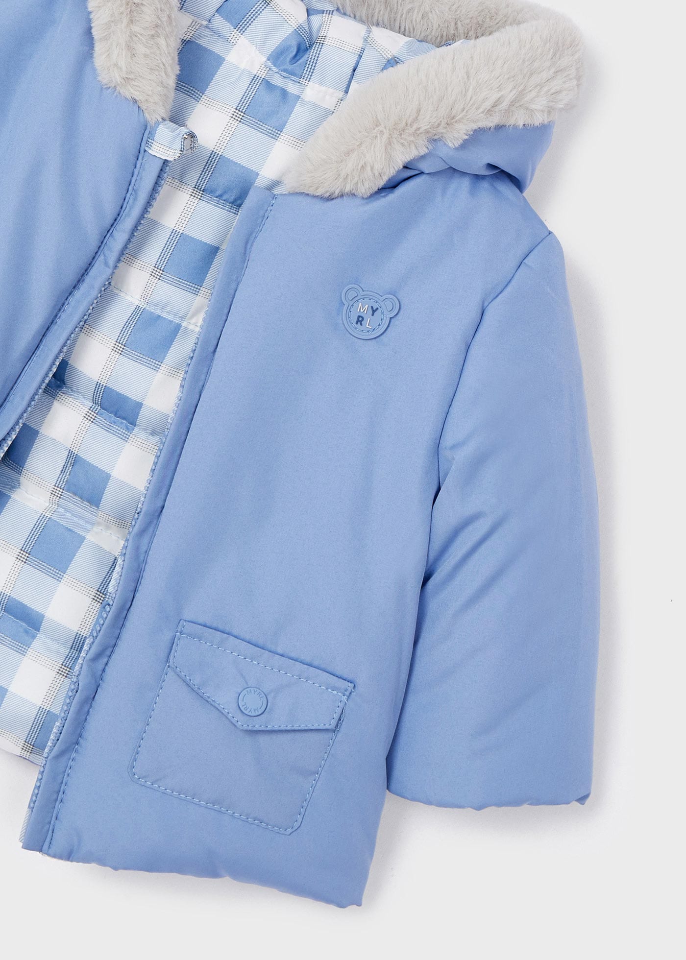 MAY - Mayoral Usa Inc Mayoral Blue Gingham Reversible Coat - Little Miss Muffin Children & Home