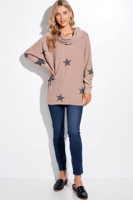 Phil Love - Phil Love Star All Over Cowl Neck Sweater - Little Miss Muffin Children & Home