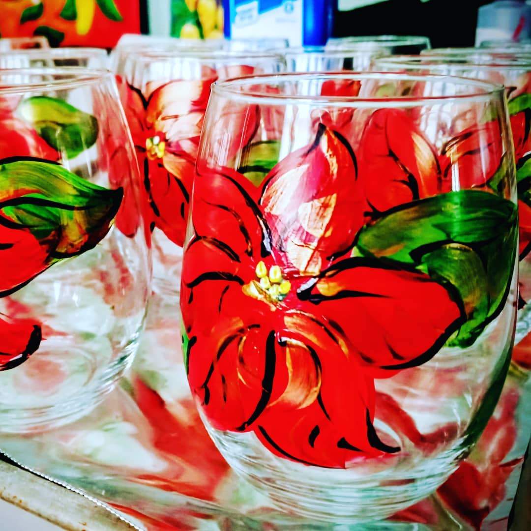 Michelle's Art Box - Michelle's Art Box Poinsettia Glassware Collection - Little Miss Muffin Children & Home