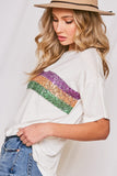 Vine & Love Vine & Love Short Sleeve T-Shirt with Mardi Gras Sequin Stripes - Little Miss Muffin Children & Home