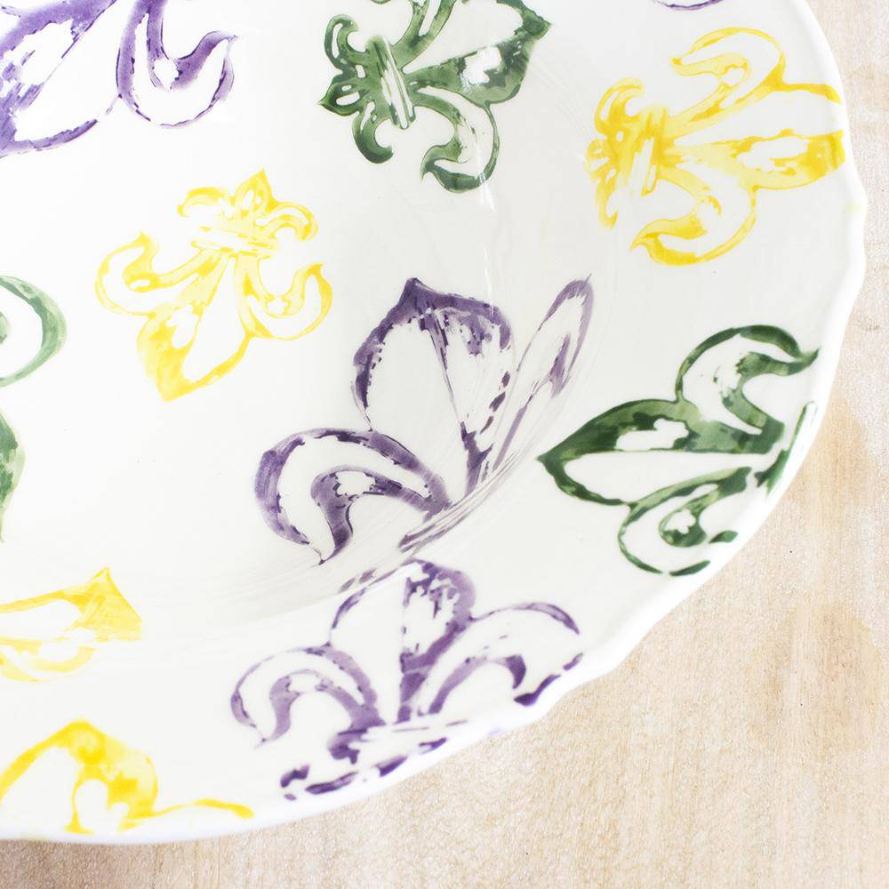 The Royal Standard - The Royal Standard Watercolor Mardi Gras Fleur de Lis Serving Bowl - Little Miss Muffin Children & Home