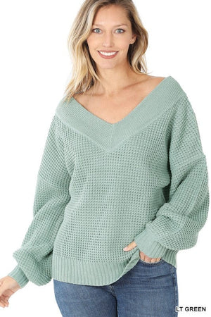 Zenana Zenana Deep V- Neck Sweater - Little Miss Muffin Children & Home