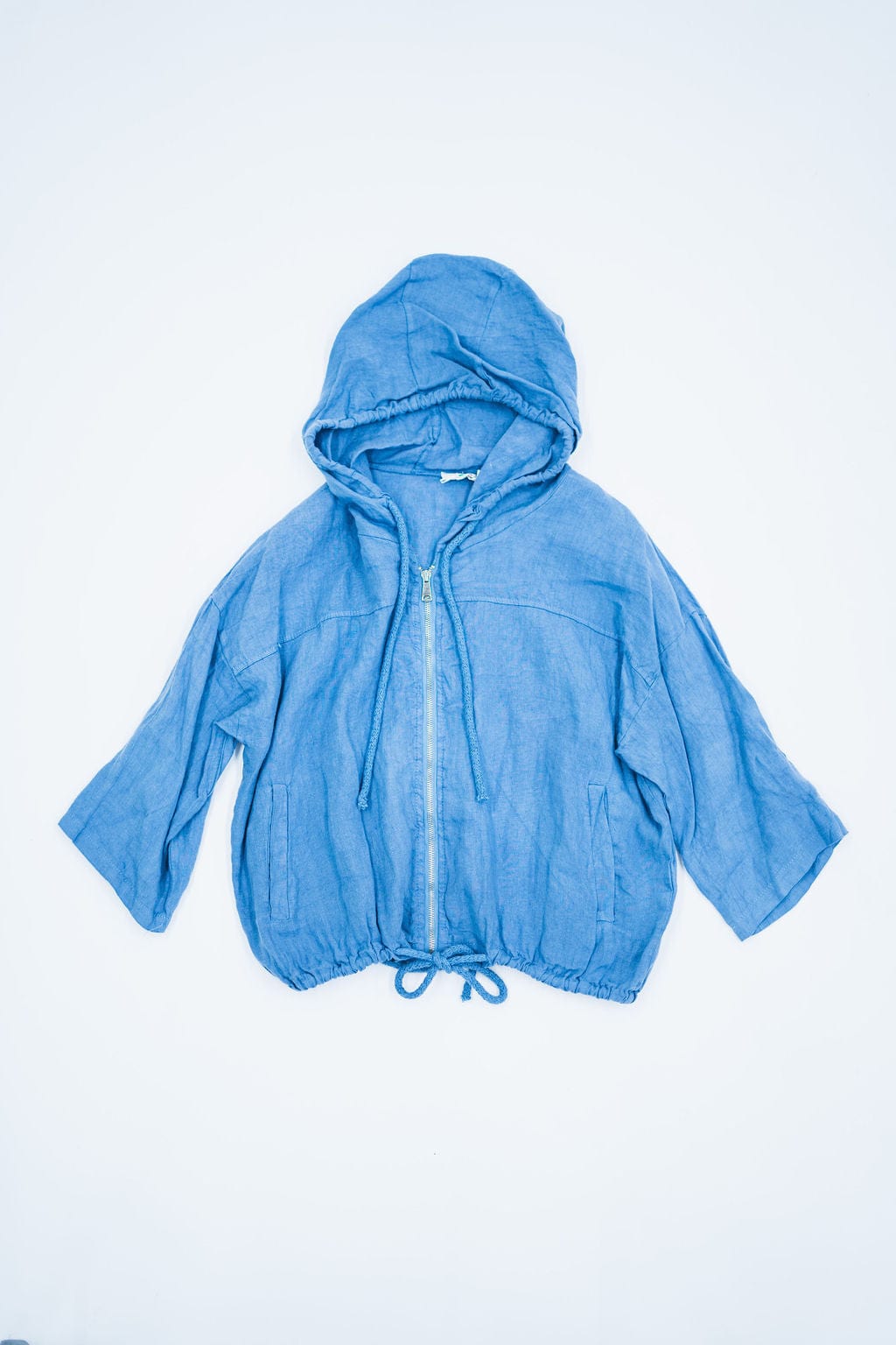 Oro Bonito Oro Bonito Short Sleeve Linen Zip Up Hoodie - Little Miss Muffin Children & Home