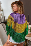 Bibi Clothing Bibi Clothing Metallic Mardi Gras Tinsel Poncho - Little Miss Muffin Children & Home