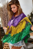 Bibi Clothing Bibi Clothing Metallic Mardi Gras Tinsel Poncho - Little Miss Muffin Children & Home