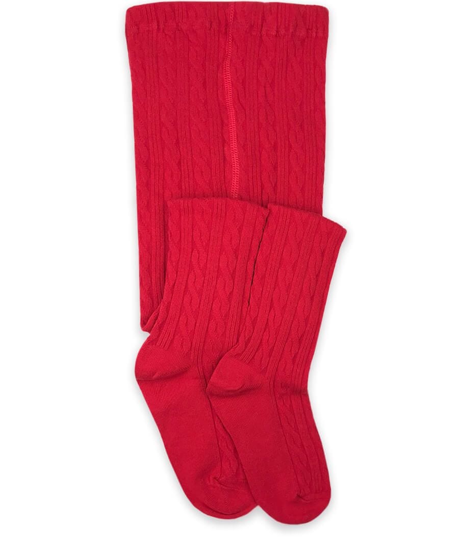 Jefferies Socks Jefferies Socks Red Classic Cable Tights - Little Miss Muffin Children & Home