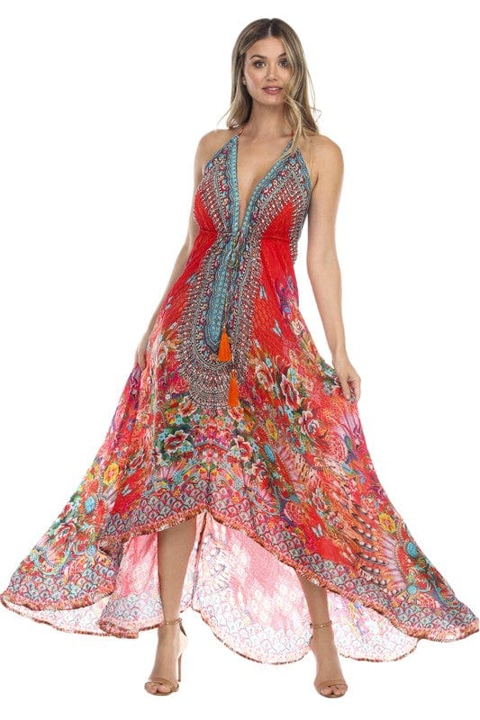 La Moda Hindu La Moda Maxi Dress with Asjustable Neck Tie - Little Miss Muffin Children & Home