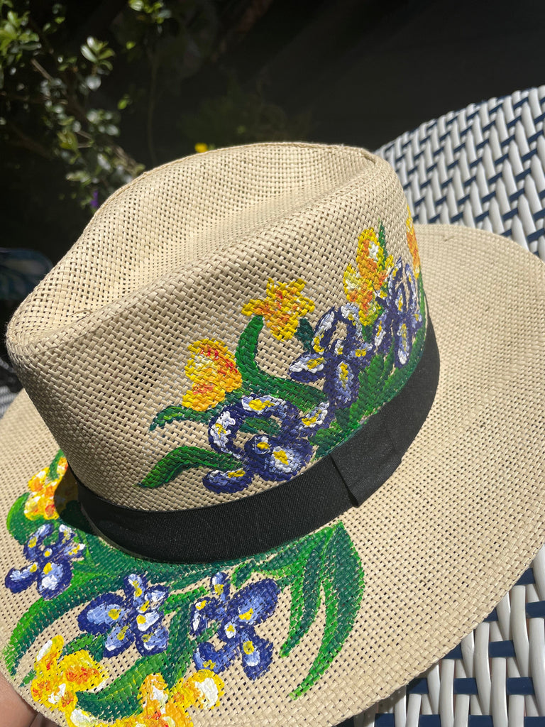 Michelle's Art Box Hand-Painted Iris Floppy Hat – Little Miss Muffin ...