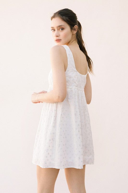 short sleeveless babydoll dress Marlina Ruffle Sleeve Babydoll Mini Dress White