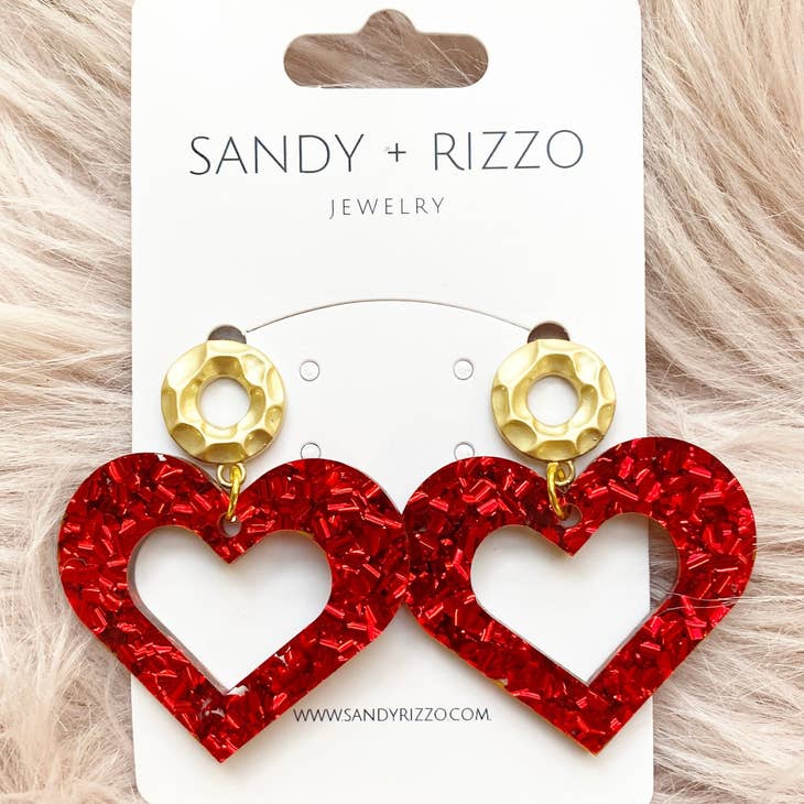 Sandy + Rizzo Sandy + Rizzo Red Hot Heart Earrings - Little Miss Muffin Children & Home