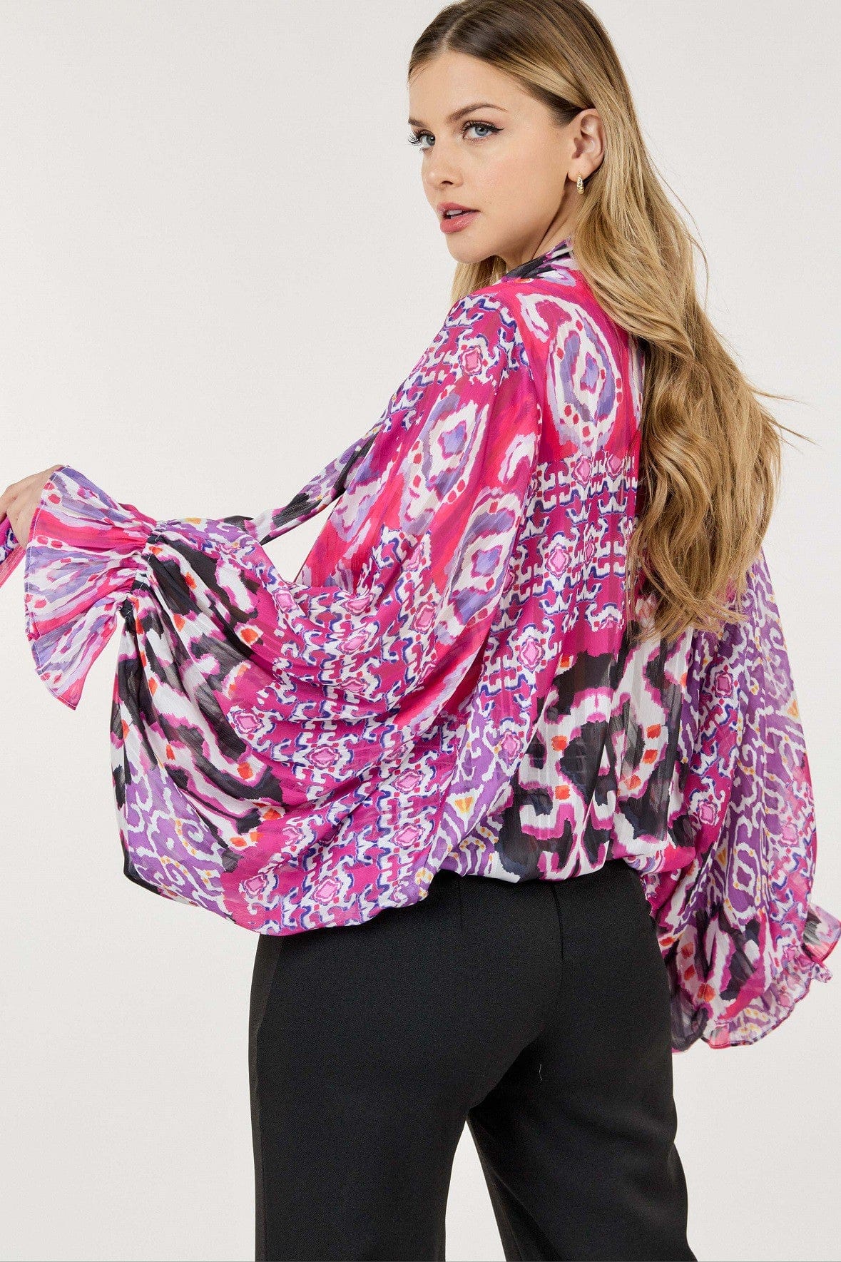 Lime Mist Lime Mist Frill Collar Print Blouse - Little Miss Muffin Children & Home